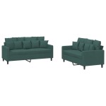 vidaXL Set de canapele cu perne, 2 piese, verde închis, catifea vidaXL Set de canapele cu perne, 2 piese, verde închis, catifea