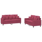 vidaXL Set canapele cu perne, 2 piese, roșu vin, catifea vidaXL Set canapele cu perne, 2 piese, roșu vin, catifea