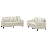 vidaXL Set de canapele cu perne, 2 piese, crem, catifea vidaXL Set de canapele cu perne, 2 piese, crem, catifea
