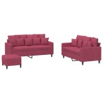 vidaXL Set canapea cu perne, 3 piese, roșu vin, catifea vidaXL Set canapea cu perne, 3 piese, roșu vin, catifea