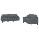 vidaXL Set de canapele cu perne, 2 piese, gri închis, catifea vidaXL Set de canapele cu perne, 2 piese, gri închis, catifea