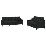 vidaXL Set de canapele cu perne, 2 piese, negru, catifea vidaXL Set de canapele cu perne, 2 piese, negru, catifea