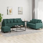 vidaXL Set de canapele cu perne, 3 piese, verde închis, catifea vidaXL Set de canapele cu perne, 3 piese, verde închis, catifea
