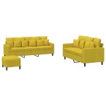 vidaXL Set de canapele cu perne, 3 piese, galben, catifea