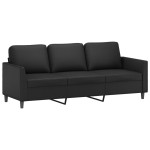 vidaXL Set de canapele cu perne, 3 piese, negru, piele ecologică vidaXL Set de canapele cu perne, 3 piese, negru, piele ecologică