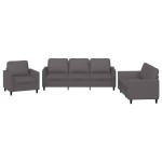 vidaXL Set de canapele cu perne, 3 piese, gri, piele ecologică vidaXL Set de canapele cu perne, 3 piese, gri, piele ecologică