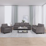 vidaXL Set de canapele cu perne, 3 piese, gri, piele ecologică vidaXL Set de canapele cu perne, 3 piese, gri, piele ecologică