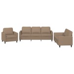 vidaXL Set de canapele cu perne, 3 piese, cappuccino, piele ecologică vidaXL Set de canapele cu perne, 3 piese, cappuccino, piele ecologică
