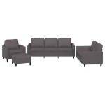 vidaXL Set de canapele cu perne, 4 piese, gri, piele ecologică