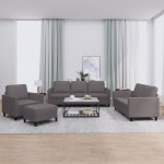 vidaXL Set de canapele cu perne, 4 piese, gri, piele ecologică