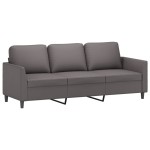 vidaXL Set de canapele cu perne, 4 piese, gri, piele ecologică