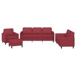 vidaXL Set de canapele cu perne, 4 piese, roșu vin, piele ecologică