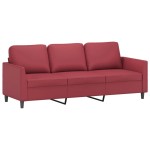 vidaXL Set de canapele cu perne, 4 piese, roșu vin, piele ecologică