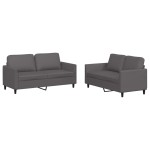 vidaXL Set de canapele cu perne, 2 piese, gri, piele ecologică vidaXL Set de canapele cu perne, 2 piese, gri, piele ecologică