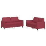 vidaXL Set de canapele cu perne, 2 piese, roșu vin, piele ecologică vidaXL Set de canapele cu perne, 2 piese, roșu vin, piele ecologică