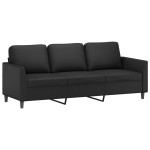 vidaXL Set de canapele cu perne, 3 piese, negru, piele ecologică vidaXL Set de canapele cu perne, 3 piese, negru, piele ecologică