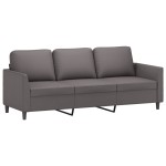 vidaXL Set de canapele cu perne, 3 piese, gri, piele ecologică vidaXL Set de canapele cu perne, 3 piese, gri, piele ecologică