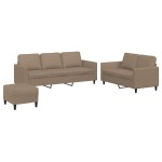 vidaXL Set de canapele cu perne, 3 piese, cappuccino, piele ecologică