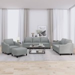 vidaXL Set de canapele cu perne, 4 piese, gri deschis, textil