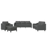 vidaXL Set de canapele cu perne, 4 piese, gri închis, textil