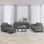 vidaXL Set de canapele cu perne, 4 piese, gri închis, textil