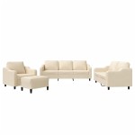 vidaXL Set de canapele cu perne, 4 piese, crem, textil