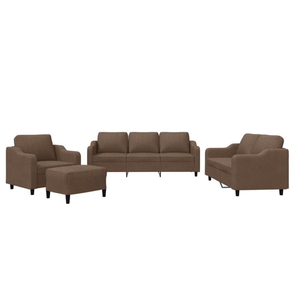 vidaXL Set de canapele cu perne, 4 piese, maro, textil