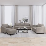 vidaXL Set de canapea cu perne, 4 piese, gri taupe, material textil vidaXL Set de canapea cu perne, 4 piese, gri taupe, material textil