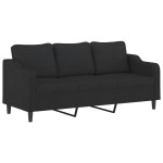 vidaXL Set de canapele cu perne, 3 piese, negru, textil