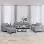 vidaXL Set de canapele cu perne, 4 piese, gri deschis, material textil vidaXL Set de canapele cu perne, 4 piese, gri deschis, material textil