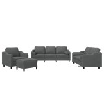 vidaXL Set de canapele cu perne, 4 piese, gri închis, material textil