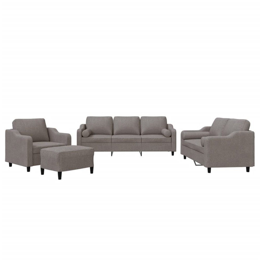 vidaXL Set de canapele cu perne, 4 piese, gri taupe, textil