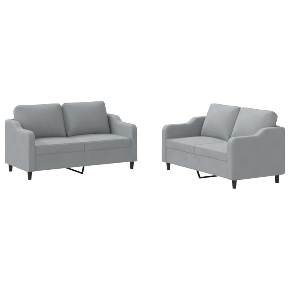 vidaXL Set de canapele cu perne, 2 piese, gri deschis, textil