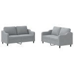 vidaXL Set de canapele cu perne, 2 piese, gri deschis, textil vidaXL Set de canapele cu perne, 2 piese, gri deschis, textil