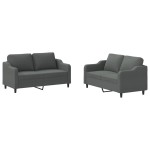 vidaXL Set de canapele cu perne, 2 piese, gri închis, textil vidaXL Set de canapele cu perne, 2 piese, gri închis, textil