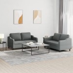 vidaXL Set de canapele cu perne, 2 piese, gri închis, textil vidaXL Set de canapele cu perne, 2 piese, gri închis, textil