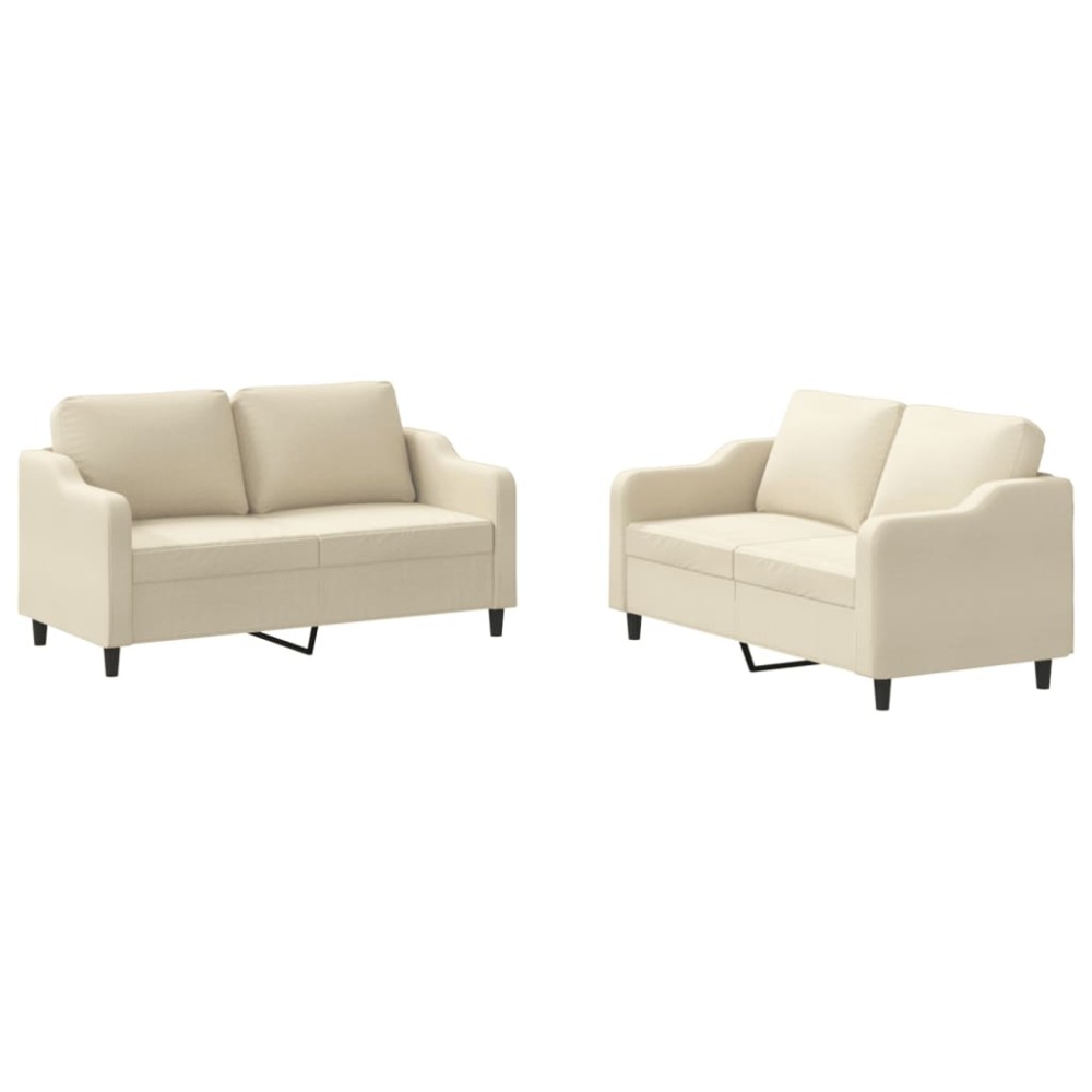 vidaXL Set de canapele cu perne, 2 piese, crem, textil