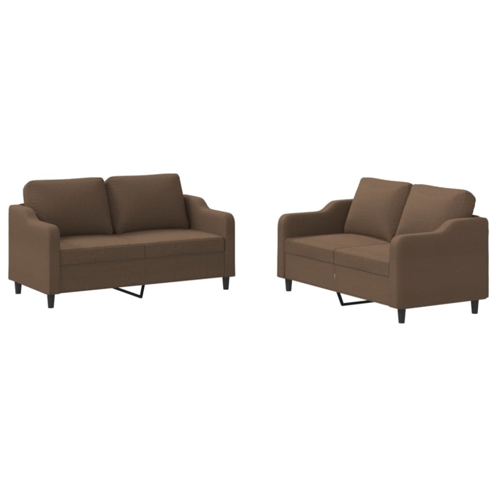 vidaXL Set de canapele cu perne, 2 piese, maro, textil