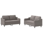 vidaXL Set de canapea cu perne, 2 piese, gri taupe, material textil vidaXL Set de canapea cu perne, 2 piese, gri taupe, material textil