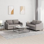 vidaXL Set de canapea cu perne, 2 piese, gri taupe, material textil vidaXL Set de canapea cu perne, 2 piese, gri taupe, material textil