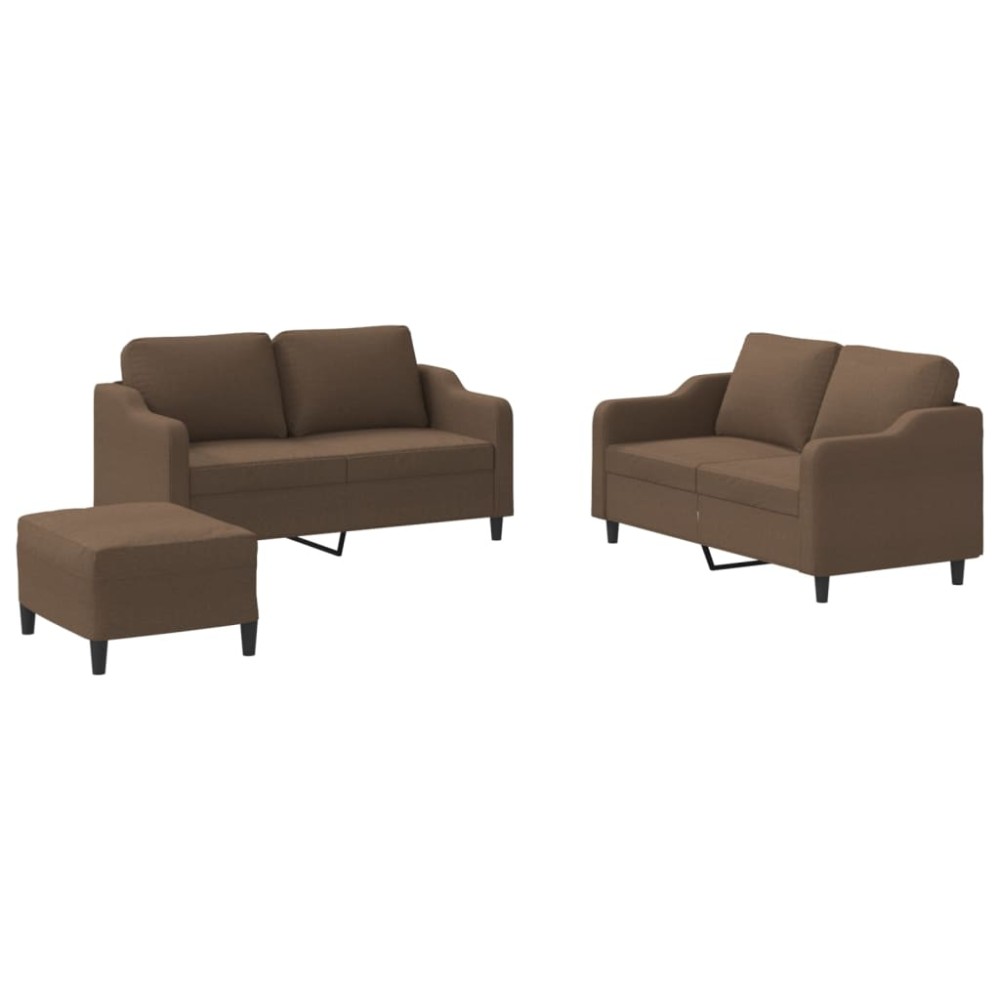 vidaXL Set de canapele cu perne, 3 piese, maro, textil
