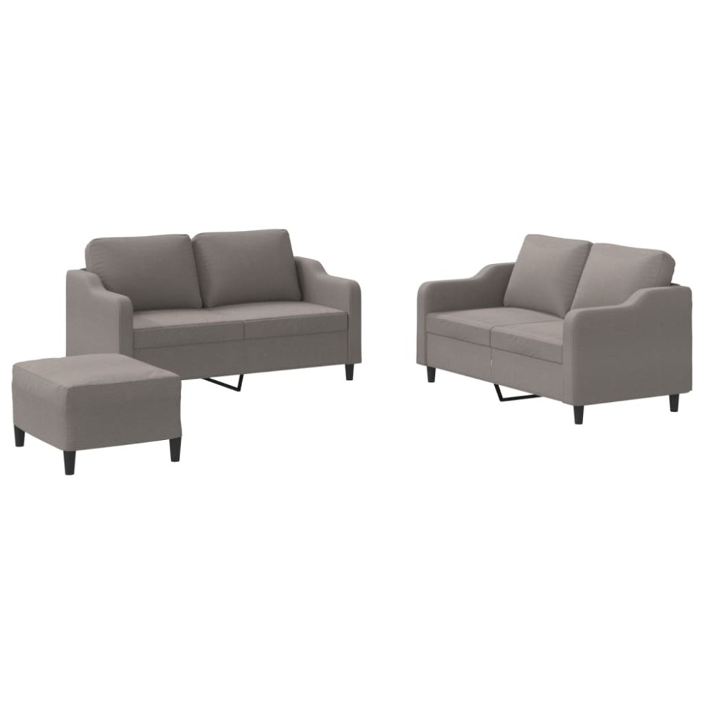 vidaXL Set de canapea cu perne, 3 piese, gri taupe, material textil
