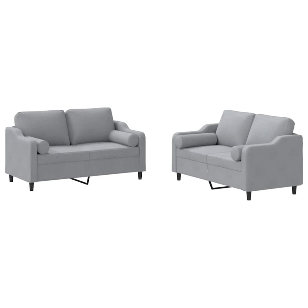 vidaXL Set de canapele cu perne, 2 piese, gri deschis, material textil