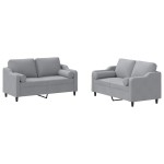 vidaXL Set de canapele cu perne, 2 piese, gri deschis, material textil vidaXL Set de canapele cu perne, 2 piese, gri deschis, material textil