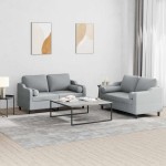 vidaXL Set de canapele cu perne, 2 piese, gri deschis, material textil vidaXL Set de canapele cu perne, 2 piese, gri deschis, material textil