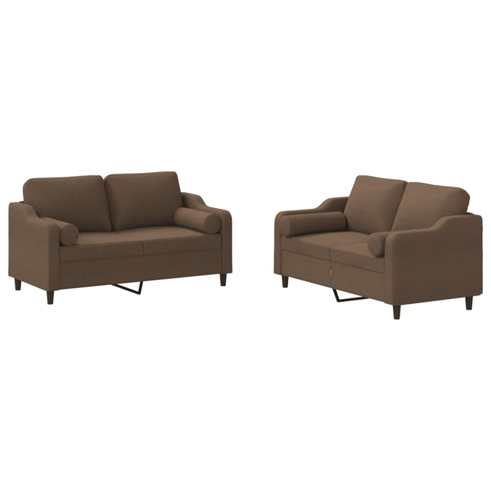 vidaXL Set de canapele cu perne, 2 piese, maro, textil
