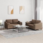vidaXL Set de canapele cu perne, 2 piese, maro, textil vidaXL Set de canapele cu perne, 2 piese, maro, textil