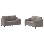 vidaXL Set de canapele cu perne, 2 piese, gri taupe, textil