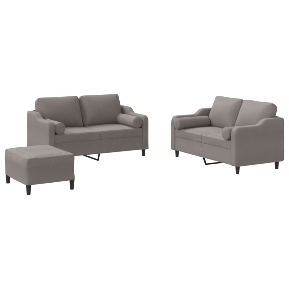 vidaXL Set de canapele cu perne, 3 piese, gri taupe, textil