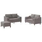 vidaXL Set de canapele cu perne, 3 piese, gri taupe, textil vidaXL Set de canapele cu perne, 3 piese, gri taupe, textil